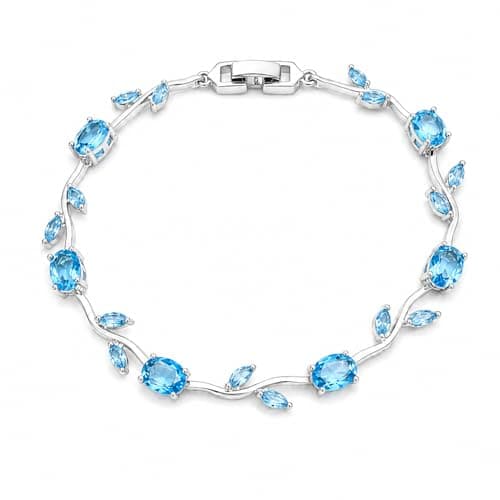 Aurie Sky Blue Tulip Bracelet for Women & Girls | Anti Tarnish Stainless Steel Floral Bracelet with Adjustable Silver Chain for Party & Daily Wear Jewellery