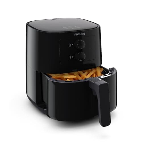PHILIPS Air Fryer HD9200/90, uses up to 90% less fat, 1400W, 4.1 Liter, with Rapid Air Technology (Black), Large