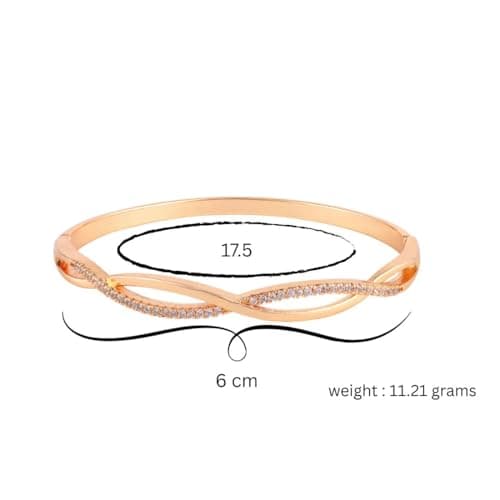 Nilu's Collection Rose Gold Plated Kada Bracelet with American Diamond for Women And Girls | Anti-Tarnish | Everyday Wear | Office Wear | Anti-Allergy (Style 3) 2