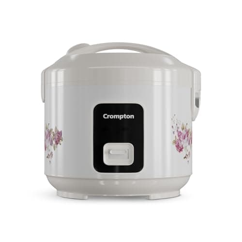 Crompton 1.8L Electric Rice Cooker, 700W Heating Element – Cooks 1 KG rice,24-Hour Keep Warm, 4-Level Safety – 5 Year Warranty on Heating Element|2 Year Warranty on Product