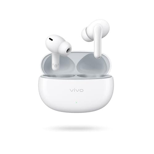 Vivo TWS 3e Wireless Earbuds, Up to 42H Playtime, IP54 Water Resistant, Dual Device Connection, 3 Hours Playback in 10 Minutes, Touch Controls, 5.3 BT, 88ms Low Latency for Gaming (Bright White)