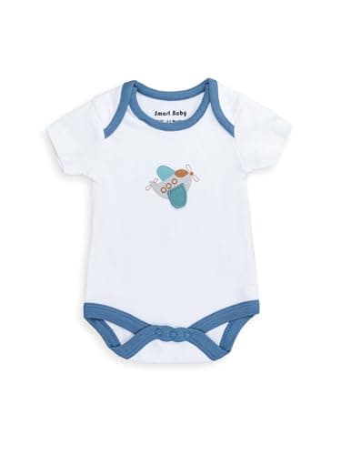 Smart Baby 5 Piece Newborn Clothes Set – Bio-Washed Interlock Fabric | Bodysuit, Sleepsuit, Bib, Blanket & Mittens | Dinosaur Baby Clothes Gift Set | for Baby Girls (Blue, Pack Of 1) 3