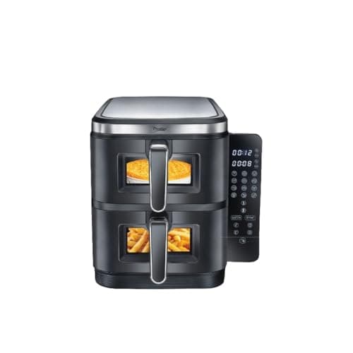 Prestige Air Duo 2850W AirFryer 12L Black|12 Preset Menu Options|Foldable Control Panel|See-through glass window|Vertically stacked dual baskets|80% less oil|1 Year Warranty