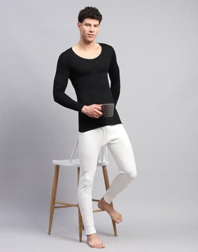 Monte Carlo Mens Solid Black Round Neck Full Sleeve Thermal Vest (624037FS-0-40) 5