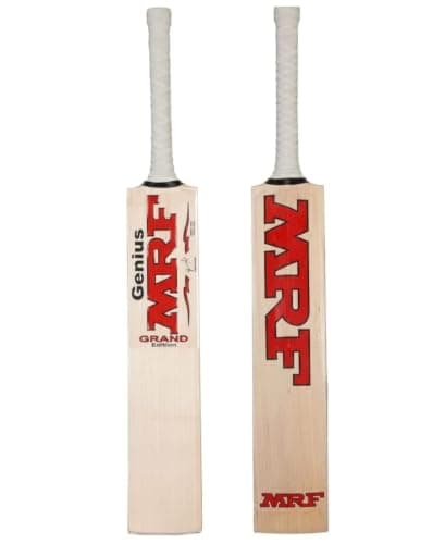 DDSCRICKET Genius Grand Edition Cricket Bat, Full Size Kashmir Willow, White Grip Handle Play Hard Tennis Ball for Men and Women Pack of 1