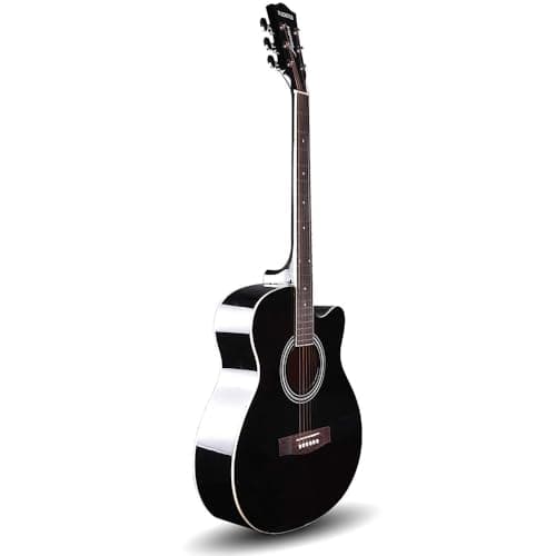 Kadence FNTR-BLK Frontier 40" Acoustic Guitar | Grand Auditorium Cutaway | Comes with Bag, Set Of Strings, Strap, Picks | Includes Learning Course | Black 3