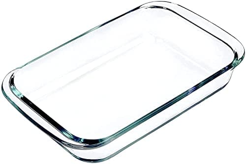Femora Borosilicate Glass Baking Dish | 1 Year Warranty | Microwave Safe, Baking Tray for Microwave Oven, Oven Safe Cookware, Baking Dish for Oven, Transparent, Rectangle (Set of 1-1000 ml)
