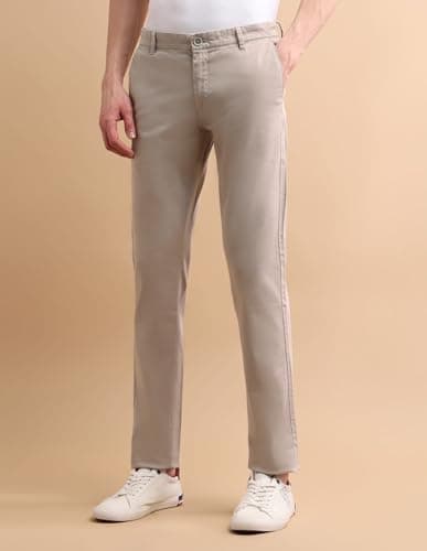 U.S. POLO ASSN. Solid Men’s Casual Trousers - Slim Fit Chino Pants for Office & Regular Wear - 34, Beige 5