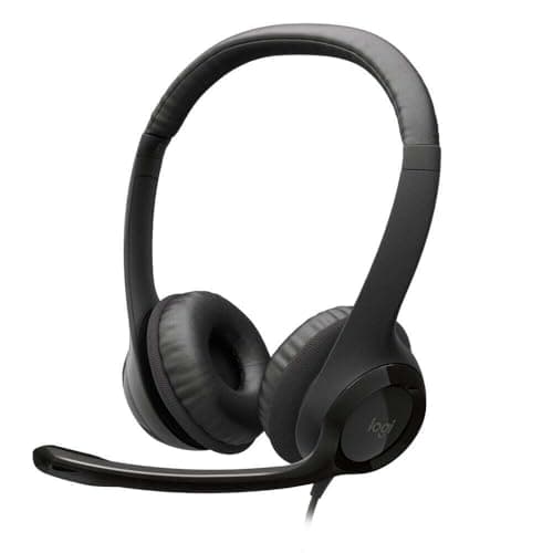 Logitech H390 Wired Headset for PC/Laptop, Stereo Headphones with Noise Cancelling Microphone, USB-A, in-Line Controls, Works with Chromebook - Graphite