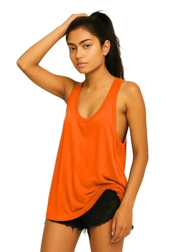 THE BLAZZE Women's Loose Fit Gym Tank - Sleeveless Activewear for Yoga & Jogging 1005 NB69 Orange 4XL