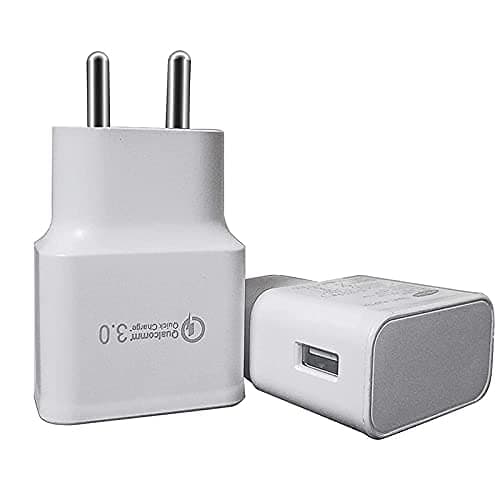 Shopamaze Fast Charger for Sam-Sung Galaxy A7 (2018) Original Adapter Super Flash Vooc Fast Quick Qualcomm Charging Smart IC Technology with 1m Micro USB Data Cable (White, SMG, SZ.J5) 2