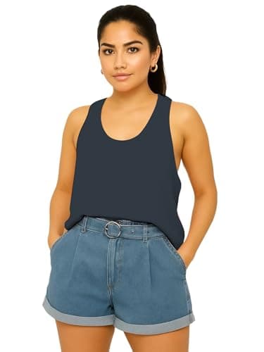 THE BLAZZE Women's Racerback Tank Top - Regular Fit, Comfortable Activewear for Gym & Everyday Use 1005 NB7 Blue 4XL 3
