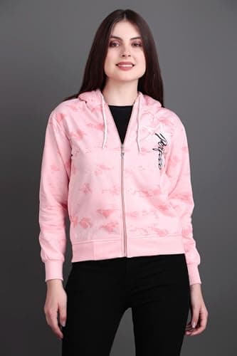 City Fashion Women’s Winter Fleece Hoodie Sweatshirt – Warm Zipper with Front Pockets, Printed Casual Stylish Hooded Jacket (in, Alpha, M, Baby Pink) 3