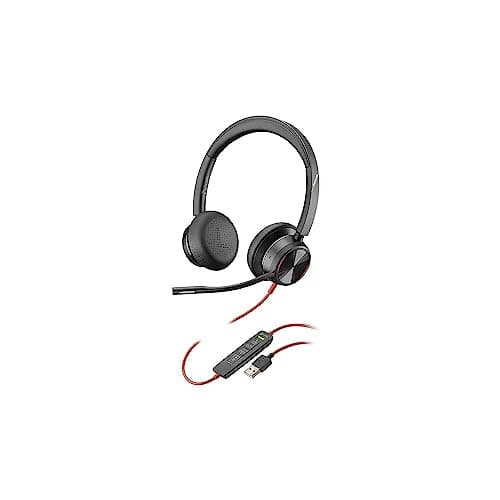 POLY - Blackwire 8225 Wired Headset with Boom Mic (Plantronics) - Dual-Ear (Stereo) Computer Headset - USB-A to Connect to Your PC/Mac - Active Noise Canceling - Works with Teams, Zoom & More