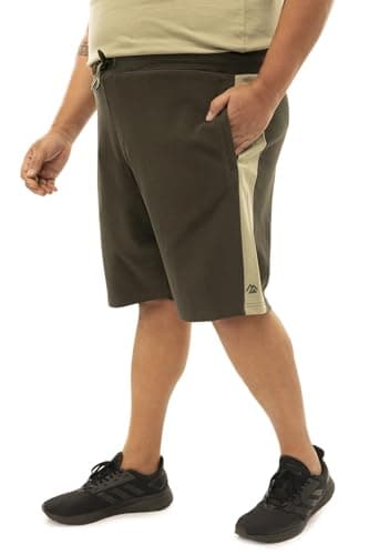 MOOV N GROOV Band Men's Oversized Cotton Drawstring Shorts, Navy Blue, Knee Length, High Rise, Plus Size, Breathable Fabric (in, Alpha, 7XL, Plus, 2, Forest Night) 4