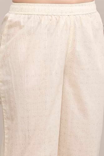 Biba Women Off-White Cotton Floral Printed Straight Suit Set_36 4