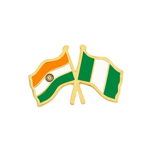 India & Nigeria Twin Flag Brass Lapel Pin | Premium Enamel Brooch for Men & Women | National Friendship Badge | Suit, Blazer & Jacket Accessory | Patriotic Gift, Flag Pin for Events & Functions