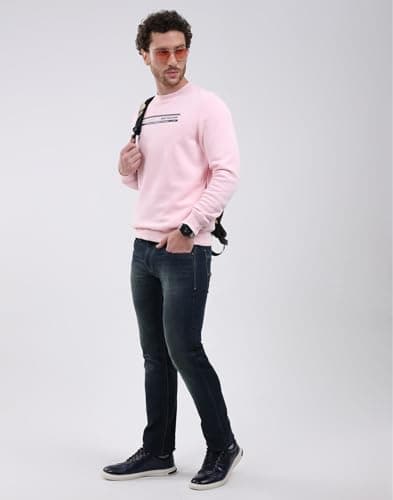 Monte Carlo Men Regular Fit Round Neck Printed Pull On Closure Full Sleeve Sweatshirt | Stylish Casual wear | Cozy Winter Hoodie | Comfortable Layering Outfit | Winter Sweatshirt for Men's Pink L 5