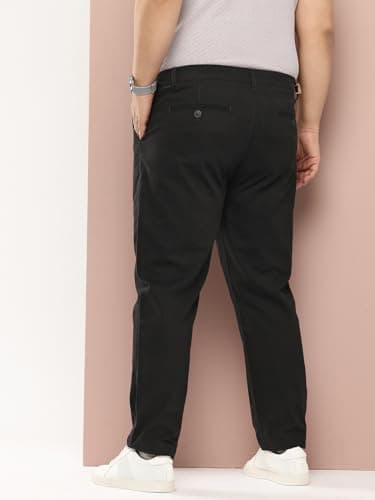 Thomas Scott Men Plus Size Pure Cotton Chinos Trousers(TSB095A_Black_46) 3