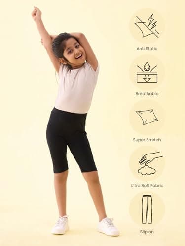 GO COLORS Girls Solid Black Cycling Shorts 5