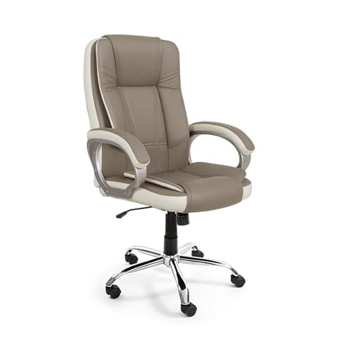 ACTIVA Ergonomic Office Chair | Leatherette Seating Chair with Adjustable Height | 3-Year Warranty | 360° Revovling Chair| Comfortable Padded Seating/Suitable for Office/Study (Venture, White & Grey)