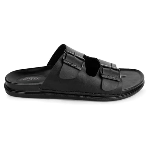 Lancer LUXE-5BLK Black Double Density Soft Cushion Slippers, 9 2