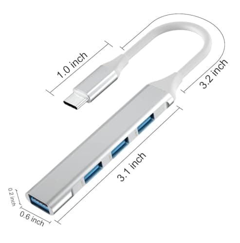 Sounce 4 in 1 Portable USB C Hub (Type-C to 4 USB-A Ports) with Aluminum Shell, USB Port Hub 3.0 Compatible for PC, Tablet, and Smartphone - White 4