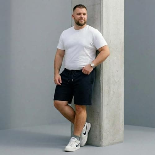 Khakey Mens Black and Navy Cotton Knee Length Plus Size Short Pack of 2 4