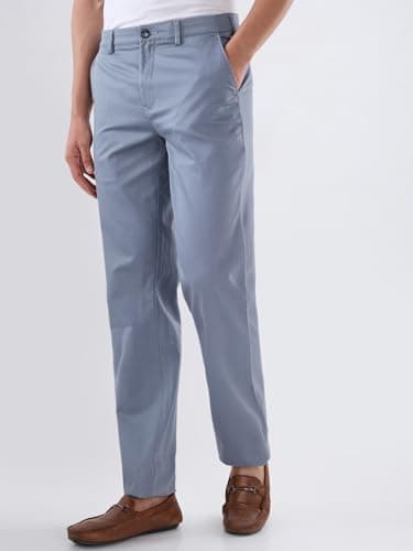Colorplus Men's Regular Fit Printed Trousers, Cotton Spandex Taco Print, Flat Front, Office Wear | Dark Grey 3