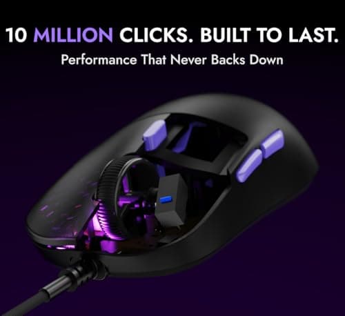 Kreo Harpy Gaming Mouse Wired, 55g Ultra-Lightweight Mouse, Customizable RGB Mouse for Laptop Gaming, Mouse for Pc, 1000Hz Polling Rate, 12800 DPI 4