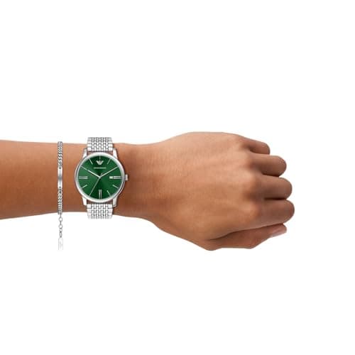 Emporio Armani Silver Quartz Stainless Steel Watch AR80087SET 2