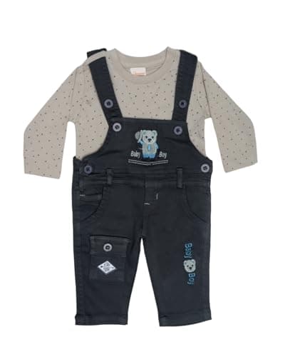 Baby Boy Dungaree Set Soft Cotton T-Shirt & Denim Style | Birthday & Outfit for Infants & Toddlers | 0-6M, 6-12M, 12-18M | Made in India
