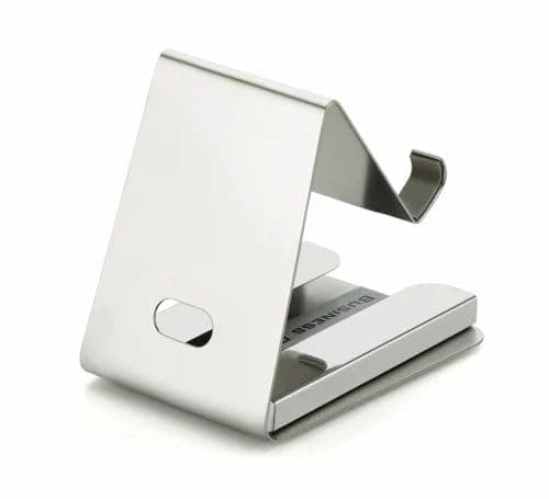 THE GIFT HUB Stainless Steel 2-in-1 Mobile Phone Stand with Card Holder | Foldable Anti-Slip Phone Holder for Desk & Table | Compatible with All Smartphones
