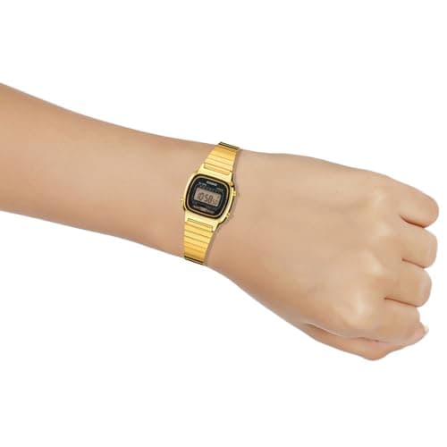 Casio Women Vintage LA670WGA-1DF Black Digital Dial Gold Stainless Steel Band D124 5