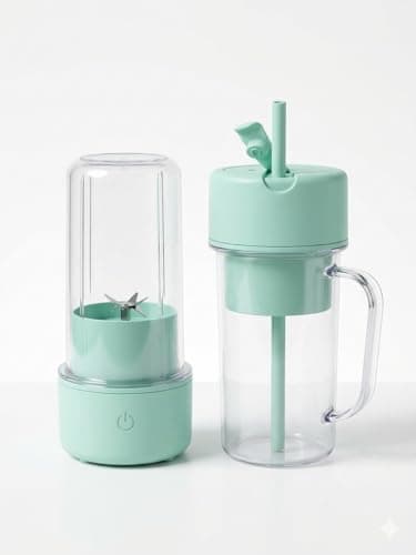 Portable crusher juicer blender mixer with handle and straw 420ml 3