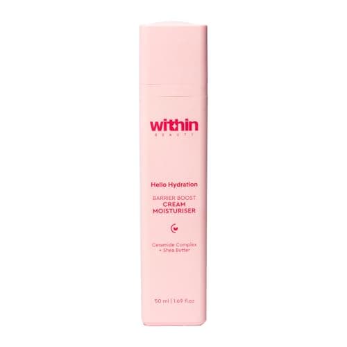 Within Beauty Ceramide & Shea Butter Cream Moisturiser | 72 Hrs Moisturisation | Hello Hydration Barrier Boost Moisturiser | For Normal To Dry Skin | Non-Greasy Light Weight | Quick-Absorbing | 50ml