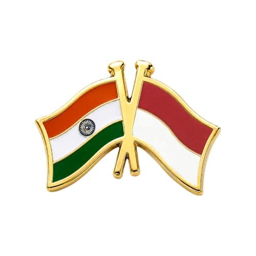 The Flag Corporation India Indonesia Friendship Flag Lapel Pin | Gold-Plated Brass Enamel Brooch Badge for Blazer Suit Tie | Diplomatic Corporate Gift, Unisex
