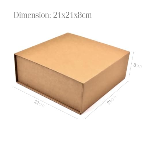 RBS® - Kraft Gift Box for Packing (21 x 21 x 8cm) Magnetic Gift Box (1 Pack) Eco Friendly Gift Hamper Boxes for Gift Empty Reusable Keepsake Box for Gifting & Gift Packaging for Wedding, Brown 6