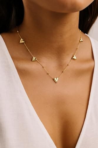 MEENAZ pendant necklace for women Love necklace for woman Gold Heart chains for women stylish/Locket Jewellery Set for Women Anti tarnish jewelry |Stainless Steel Valentine Gifts for Girlfriend 89 3