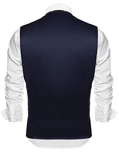 00RA WITH AS LOGO Men Slim Fit Cotton Blend Suiting V Shape Jacket (Navyblue, 44) 3