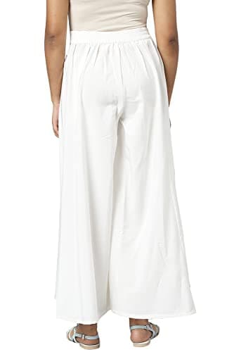 Aurelia White Solid Palazzos for Women's Ethnic Bottomwear 4