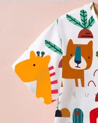 Tirupati Kids Clothes for Boys | Allover Animal Printed Cotton Half Sleeves Round Neck T-shirt Shorts Combo Clothing Set | Casual Baby Boy Dress (Animal Safari, 5-6 year) 4