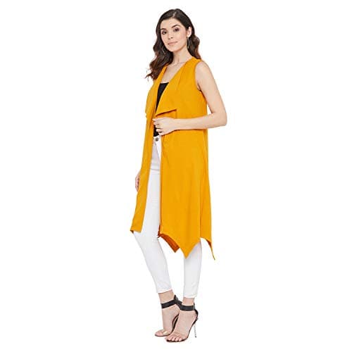 HYPERNATION Yellow Color Cotton Sleeveless Women's Shrugs(HYPW02941,S) 5