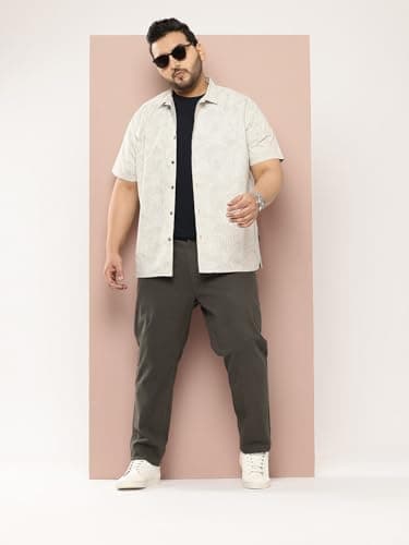 Thomas Scott Men Plus Size Pure Cotton Chinos Trousers(TSB095A_Olive_42) 4