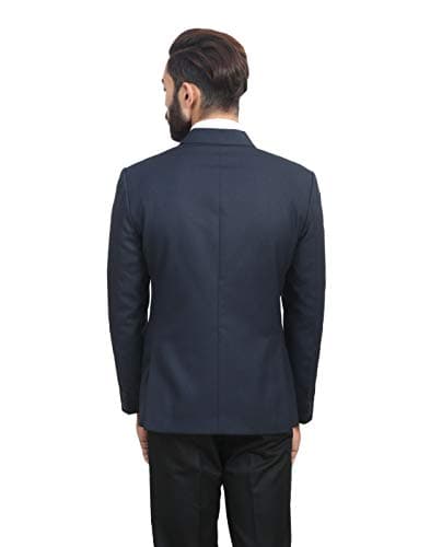 MANQ Men's Slim Fit Single Breasted Blazer (BL-101-42-Blue_Blue_42) 2