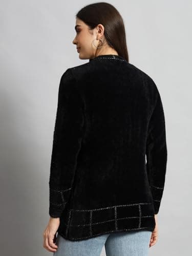 eWools Woolen Fullsleeves Cardigans Sweater for Women (Black, Large) 2