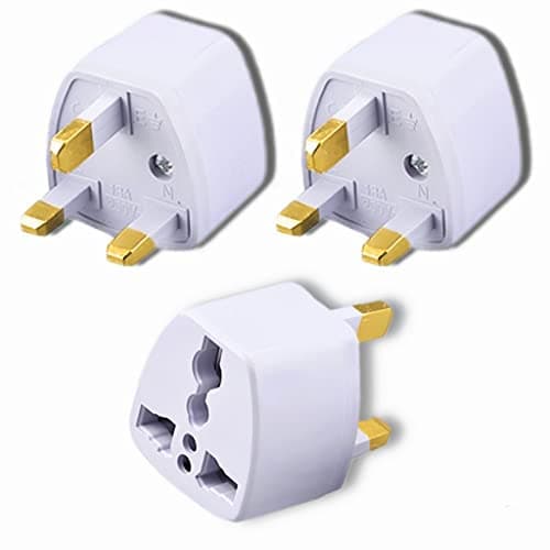 Type-G Plug Adapter UK Converter - (3pcs) India to UK Plug Adaptor for Hong Kong, UAE, Dubai, Singapore England Universal Travel Adapter Power Plug