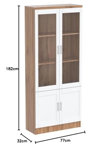 DeckUp Plank Versa Engineered Wood Book Shelf and Display Unit (Wotan Oak and White, Matte Finish) 2