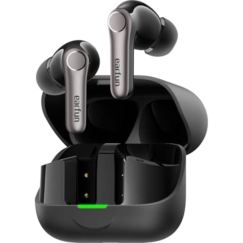 EarFun [2025 VGP Winner] Air Pro 4+ Adaptive Hybrid Noise Cancelling Wireless Earbuds Bluetooth 6.0,Qualcomm Snapdragon Sound, aptX Lossless,LDAC Hi-Res Audio, 6 Mics AI CVC Call,54H Playtime