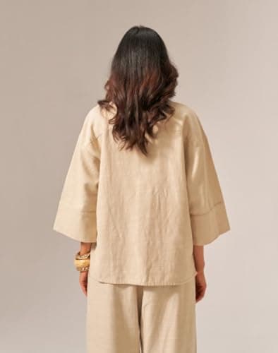 Asmeriyo Women Embroidery Co Ord Set | Women 2 Pic Kurta Set I Fancy Kurta Set | Stylish Kurti Outfit | Co-Ordination Wear | Festive and Casual wear (220-A-CREAM-S) 4